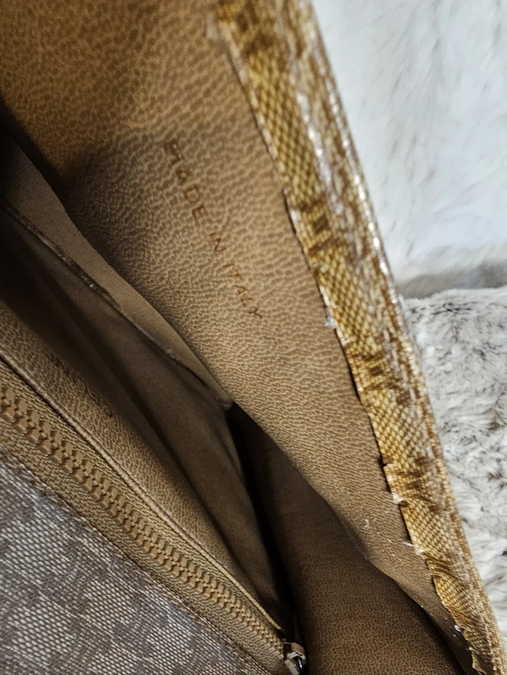 Celine Vintage Tan Leather & Monogram Crossbody Bag - Picture 12 of 16